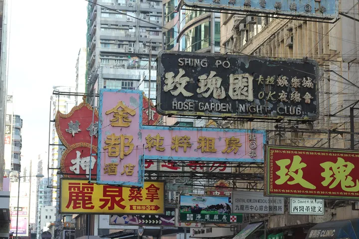 香港街頭的中文招牌